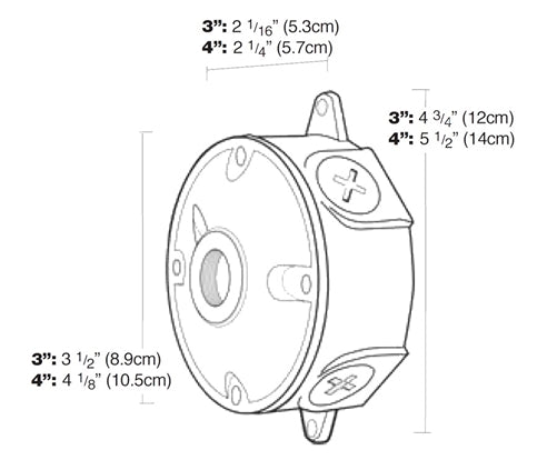 Rab LRT5-3/4 Round Boxes With 1/2" Covers, 1 Hole , 1/2" Hole Size, Natural Finish