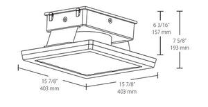 RAB MASI16-52W/480 52W 16" x 16" MASI Gas Station Flush Mount Canopy LED Fixture, 5000K (Cool), No Photocell, 6782 Lumens, 74 CRI, 480V, Standard Operation, Not DLC Listed, White Finish