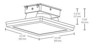 RAB MASI20-160W/D10 160W 20" x 20" MASI Gas Station Flush Mount Canopy LED Fixture, 5000K (Cool), No Photocell, 22632 Lumens, 75 CRI, 120-277V, Dimmable Operation, DLC Listed, White Finish