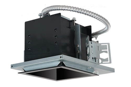 RAB MD1NTB 1 Fixture Head Recessed New Construction Mounting Frame and Housing, 90 CRI, 1/2" Trim Style, Black Finish