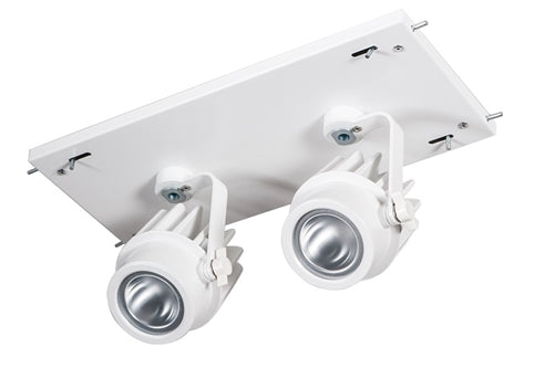 RAB MDLED2X12F-20YN-W 24W LED 2 Fixture Multi-Head Gear Tray, 3500K, 2072 Lumens, 90 CRI, 20 Degree Reflector, On/Off Non-Dimming, White Tray/White Head Finish