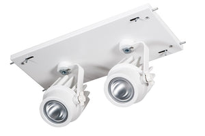 RAB MDLED2X12L-30Y-W 24W LED 2 Fixture Multi-Head Gear Tray, 3000K, 1848 Lumens, 90 CRI, 30 Degree Reflector, Lutron Dimmer, White Tray/White Head Finish