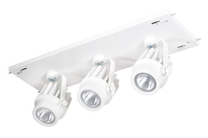 RAB MDLED3X12-40YN-W 36W LED 3 Fixture Multi-Head Gear Tray, 3500K, 3210 Lumens, 90 CRI, 40 Degree Reflector, Forward Phase TRIAC Dimmer, White Tray/White Head