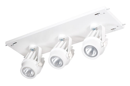 RAB MDLED3X12D10-40Y-W 36W LED 3 Fixture Multi-Head Gear Tray, 3000K, 2751 Lumens, 90 CRI, 40 Degree Reflector, 0-10V Dimmer, White Tray/White Head