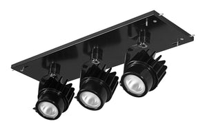 RAB MDLED3X12F-20YN-B 36W LED 3 Fixture Multi-Head Gear Tray, 3500K, 3108 Lumens, 90 CRI, 20 Degree Reflector, On/Off Non-Dimming, Black Tray/Black Head