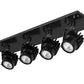 RAB MDLED4X12F-20YY-B 48W LED 4 Fixture Multi-Head Gear Tray, 2700K, 3296 Lumens, 90 CRI, 20 Degree Reflector, On/Off Non-Dimming, Black Tray/Black Head