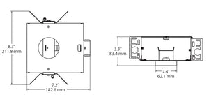 RAB ND2T 2" New Construction Rough-in for Use with RDLED2 Trims, 1/2" Trim, TRIAC Compatible, DLC Listed, Natural Finish