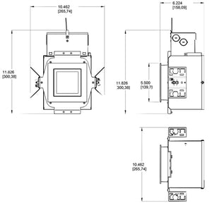RAB NDIC4S12E 4" New Construction Square Rough-In, 12W, 90 CRI, 120V-277V, Insulation Contact (IC), ELV Dimming Driver