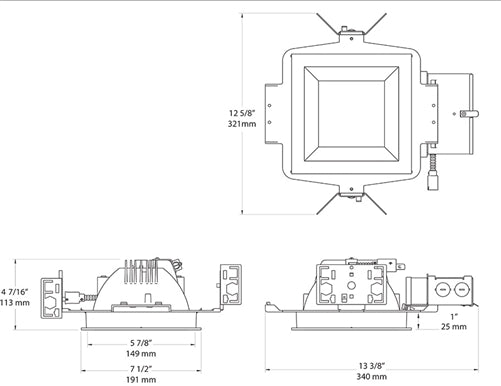 RAB NDLED6S-50YN-W-S 6" New Construction Square Trim Module, 3500K, 90 CRI, 50 Degree Beam Spread, White Cone Silver Trim