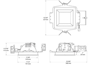 RAB NDLED6SD-50YYHC-W-W 6" New Construction Square Trim Module, 2700K, 90 CRI, 50 Degree Beam Spread, White Cone White Trim