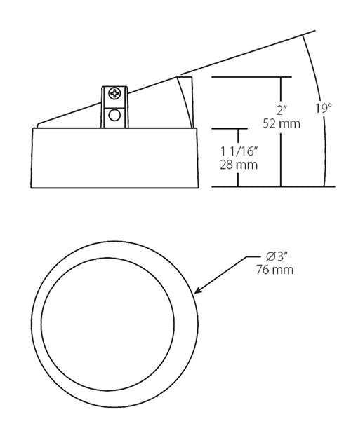 RAB NDTRIM3R40A-B-TL 3" New Construction Round Trimless Module, 40 Degree Adjustable, Black Finish