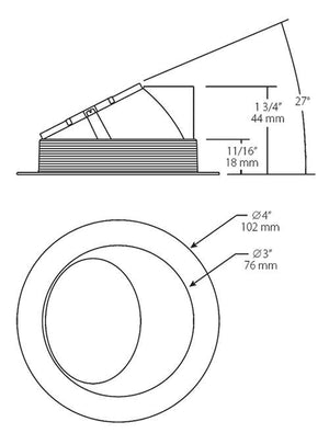 RAB NDTRIM3R80-M 3" New Construction Round Trimmed Module, 80 Degree Downlight, Matte Silver Finish