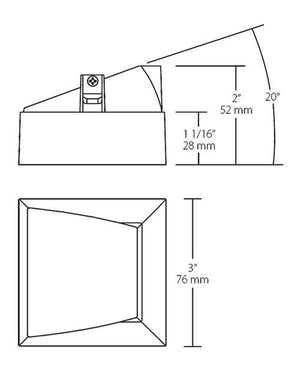 RAB NDTRIM3S40A-W-TL 3" New Construction Square Trimless Module, 40° Adjustable, White Finish