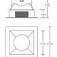 RAB NDTRIM3S80-M 3" New Construction Square Trimmed Module, 80° Downlight, Matte Silver Finish
