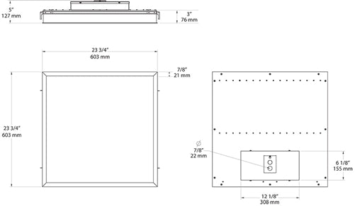RAB PANEL2X2-52Y/LC52W 2' x 2' Recessed LED Panel with Lightcloud Control System, 3000K (Warm), 6355 Lumens, 82 CRI, 120-277V, Standard Operation, DLC Listed, White Finish