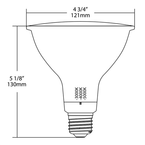 RAB PAR38FA-19-9CCT-40D-DIM Commercial PAR38 Field-Adjustable LED Bulbs 3000/4000/5000K, 1800 Lumens