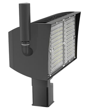 RAB PIPXL100T/D10/LC 100W LED PIPXL Floodlight, No Photocell, 5000K (Cool), 15839 Lumens, 78 CRI, 120-277V, 7H x 6V Beam Distribution, Trunnion Mount, Dimmable, DLC Premium Listed, Lightcloud Installed, Standard Option, Bronze Finish