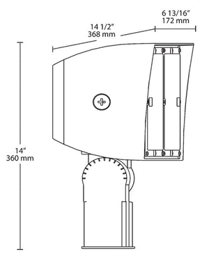 RAB PIPXL70SFW/D10/PCU 70W LED PIPXL Floodlight, 120-277V Button Photocell, 5000K (Cool), 10601 Lumens, 78 CRI, 120-277V, 7H x 6V Beam Distribution, Slipfitter Mount, Dimmable, DLC Premium Listed, Standard Option, White Finish