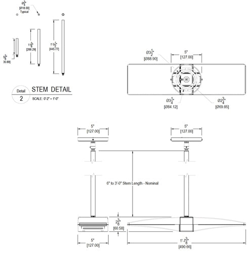 RAB PLED2X13 2x13W LED Pendant Mount, 5000K Color Temperature (Cool), Standard Operation, Bronze Finish