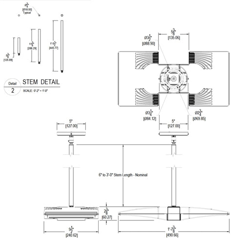 RAB PLED2X18YW 2x18W LED Pendant Mount, 3000K Color Temperature (Warm), Standard Operation, White Finish