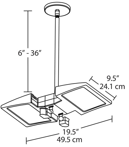 RAB PLED2X20YMS2-BL 40W Ceiling LED LSMART with Mini Sensor, 3000K Color Temperature (Warm), Bi-Level Operation, Bronze Finish