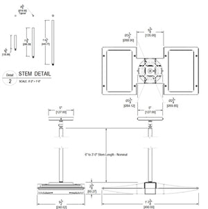 RAB PLED2X26Y/UP 2x26W LED Pendant Uplight, 3000K Color Temperature (Warm), Bronze Finish