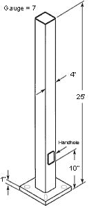 RAB PS4-07-25D2 Drilled Pole, 4" Shaft, 7 Gauge, 25 Feet Height, Bronze Finish