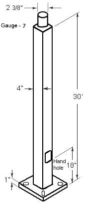 RAB PS4-07-30WT Tenon Top Pole, 4" Shaft, 7 Gauge, 30 Feet Height, Bronze Finish