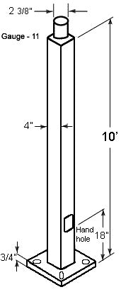 RAB PS4-11-10WT Tenon Top Pole, 4" Shaft, 11 Gauge, 10 Feet Height, Bronze Finish