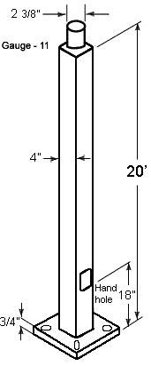 RAB PS4-11-20WT Tenon Top Pole, 4" Shaft, 11 Gauge, 20 Feet Height, Bronze Finish