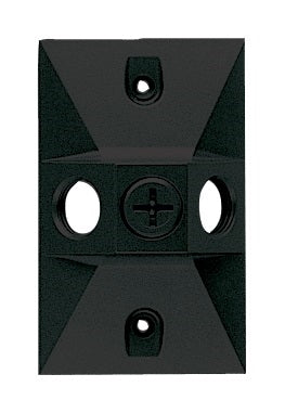 RAB R14-3B Rectangular Metal Cover, 3 Hole, Black