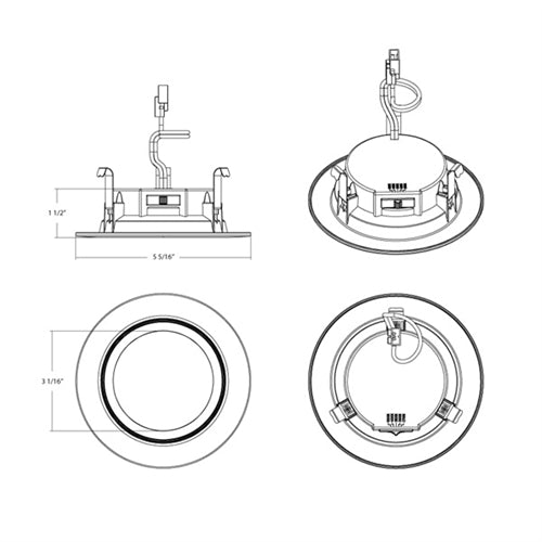 RAB R34-4B 7W 4" LED Retrofit Downlight, 2700K-5000K, 700 Lumens, 90 CRI, Baffle, White Finish