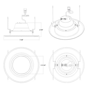 RAB R34X-6 LED Retrofit Downlight 6-inch, 2700K/3000K/3500K/4000K/5000K, 1300/1050/750 Lumens, White Finish
