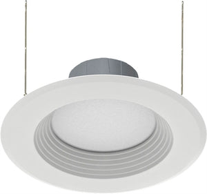 RAB R6R89FA120WB 8W 6" LED Round Retrofit Downlight Baffle, Adjustable Head, 2700K, 3000K, 3500K, 4000K & 5000K Color Temperature
