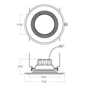 RAB R6R89FA120WB 8W 6" LED Round Retrofit Downlight Baffle, Adjustable Head, 2700K, 3000K, 3500K, 4000K & 5000K Color Temperature