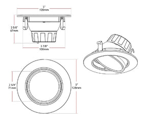 RAB RA4R89FA120WS 8W 4" LED Round Retrofit Downlight, Adjustable Head,  2700K, 3000K, 3500K, 4000K & 5000 Color Temperature