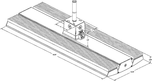 RAB RAILP185YNW/D10 185W Rail LED High Bay, Pendant or Surface Mount, No Photocell, 3500K, 20272 Lumens, 82 CRI, 120-277V, Dimmable Operation, DLC Listed, White Finish