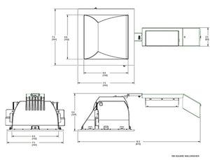 RAB RDLED6S26F-WYY-S-W 6" Square Remodeler LED, 26W, 2700K, 1442 Lumens, 90 CRI, Wall Washer, On/Off Non-dimming Driver, Specular Silver Cone White Trim