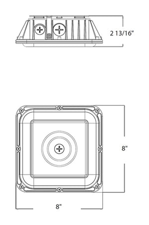 RAB VAN17-30 Field Adjustable Light Output 30W/25W/20W, 3000K/4000K/5000K Color Vandalproof Canopy Lighting, Bronze Finish