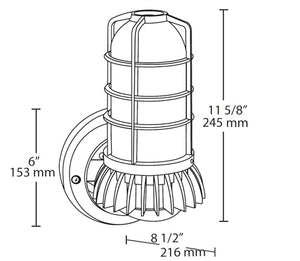 RAB VXBRLED13DG/UP-3/4 13W LED Vaporproof Wall Uplight, 5000K (Cool), 729 Lumens, 65 CRI, Natural Finish
