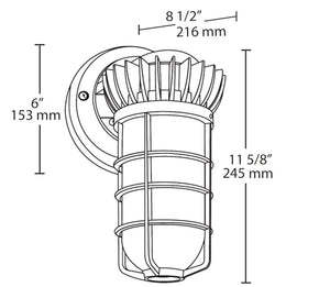 RAB VXBRLED26NDG-3/4 26W LED Vaporproof Wall Mount, 3/4" NPS Conduit Entry Points, 4000K (Neutral), 1735 Lumens, 82 CRI, Natural Finish