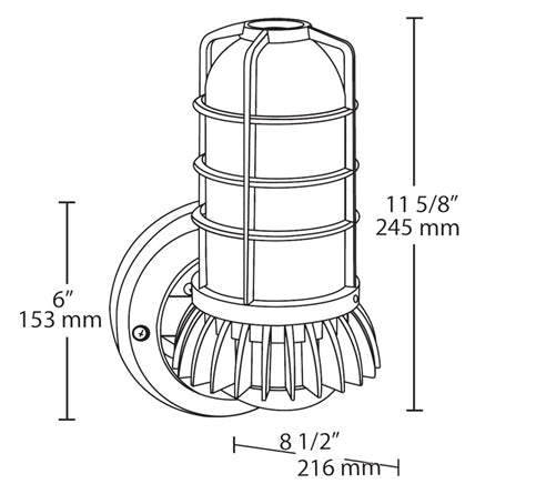 RAB VXBRLED26NDG/UP/PCS 26W LED Vaporproof Wall Uplight, 4000K (Neutral), 1735 Lumens, 82 CRI, Natural Finish