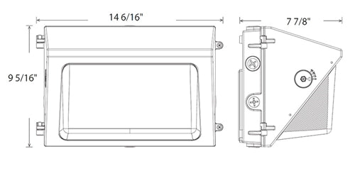 RAB W22-M-60 Field-Adjustable Wallpack, 60/50/40/30W, Selectable CCT 5000K/ 4000K/ 3000K, Bronze