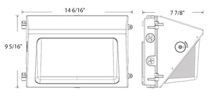 RAB W22-M-60 Field-Adjustable Wallpack, 60/50/40/30W, Selectable CCT 5000K/ 4000K/ 3000K, Bronze