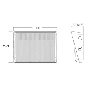 RAB W34M  80W/60W/40W Field-Adjustable Wallpack, Selectable CCT 5000K/ 4000K/ 3000K, Glass Lens, Specular Aluminum Reflector