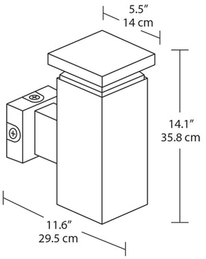RAB WBLED18NW/PCS 18W LED Square Wall Scone, 4000K Color Temperature (Neutral), 120V Swivel Photocell, White Finish