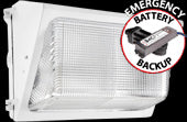 RAB WP2F26W/E1 Emergency Backup Wallpack Glass Lens 26W Compact Fluorescent (CFL) Lamp 120V-277V White Color Wired for 120V