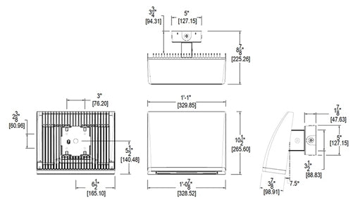 RAB WPLEDC80Y/480 80W LED Cutoff Wallpack, 3000K Color Temperature (Warm), 480V Ballast, Bronze Finish