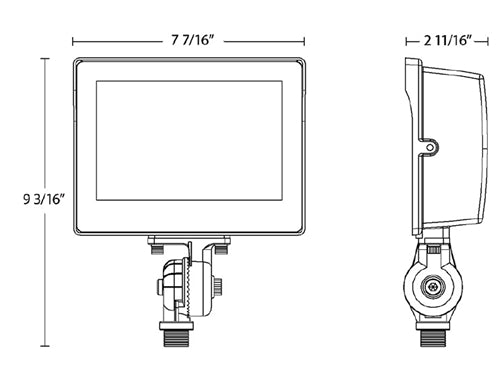 RAB X17FA35 35W LED Floodlight, 5034 Lumens, 120-277V, 3000K, 4000K and 5000K Color Temperature, 80 CRI, Bronze