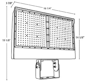 RAB X17XFU330T/PCT 175W/250W/330W 3-Way Field Adjustable LED Floodlight, 3000K/4000K/5000K Seletable Color Temperature, 23907-49228 Lumens, 71-74 CRI, 120-277V Twistlock Photocell, Bronze